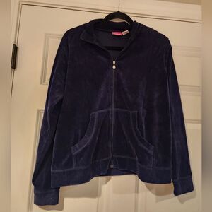 Cappagallo dark blue velour zip up sweater M